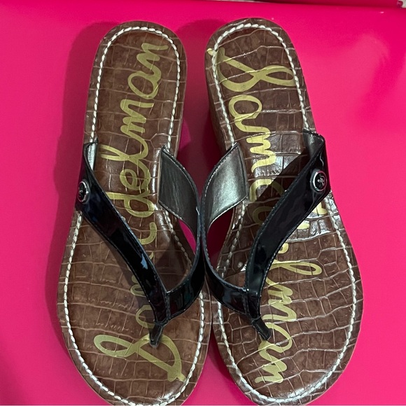 Sam Edelman Black Wedge Sandals EUC 6M - Picture 5 of 7